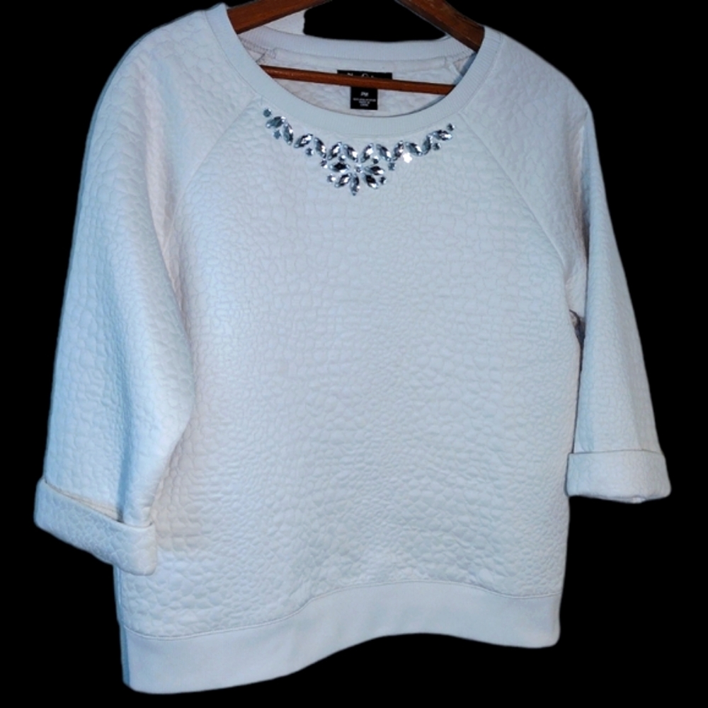 Luxury Warm Silky Crystal Trim Top Size Petite Medium